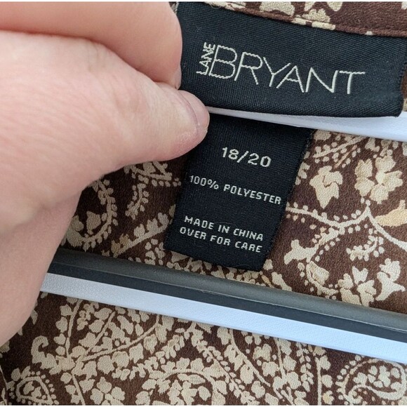 Lane Bryant Brown Paisley Bell Sleeve Button Down Boho Top Plus Size 18/20 - Picture 3 of 6